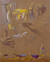 Las Manos de Picasso. Óleo sobre lienzo, 81 x 100 cm. 2001